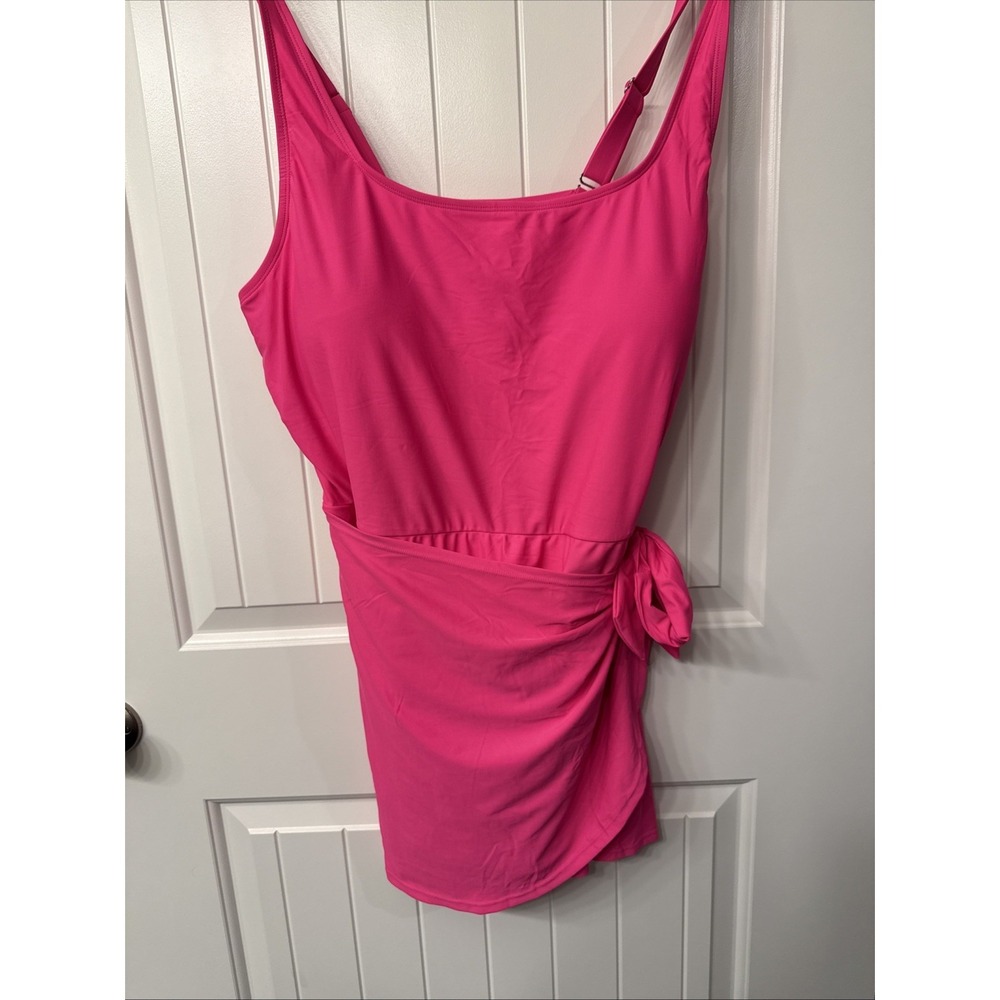 Plus Size Swimwear 3XL Hot Pink One piece With Built In Skirt